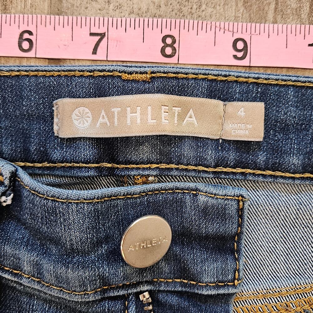 Athleta Sculptek High Rise Skinny Jeans Womens Size 4 Medium Wash Crop Stretch - Picture 7 of 11